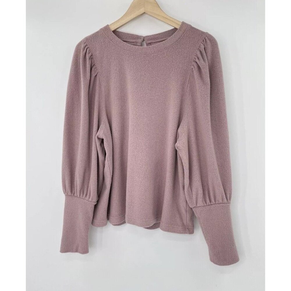 Madewell Women’s Mauve Cotton Blend Fleece Long Puff Sleeve Size Medium